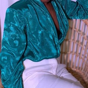 Vintage Silk Blouse, Size Small